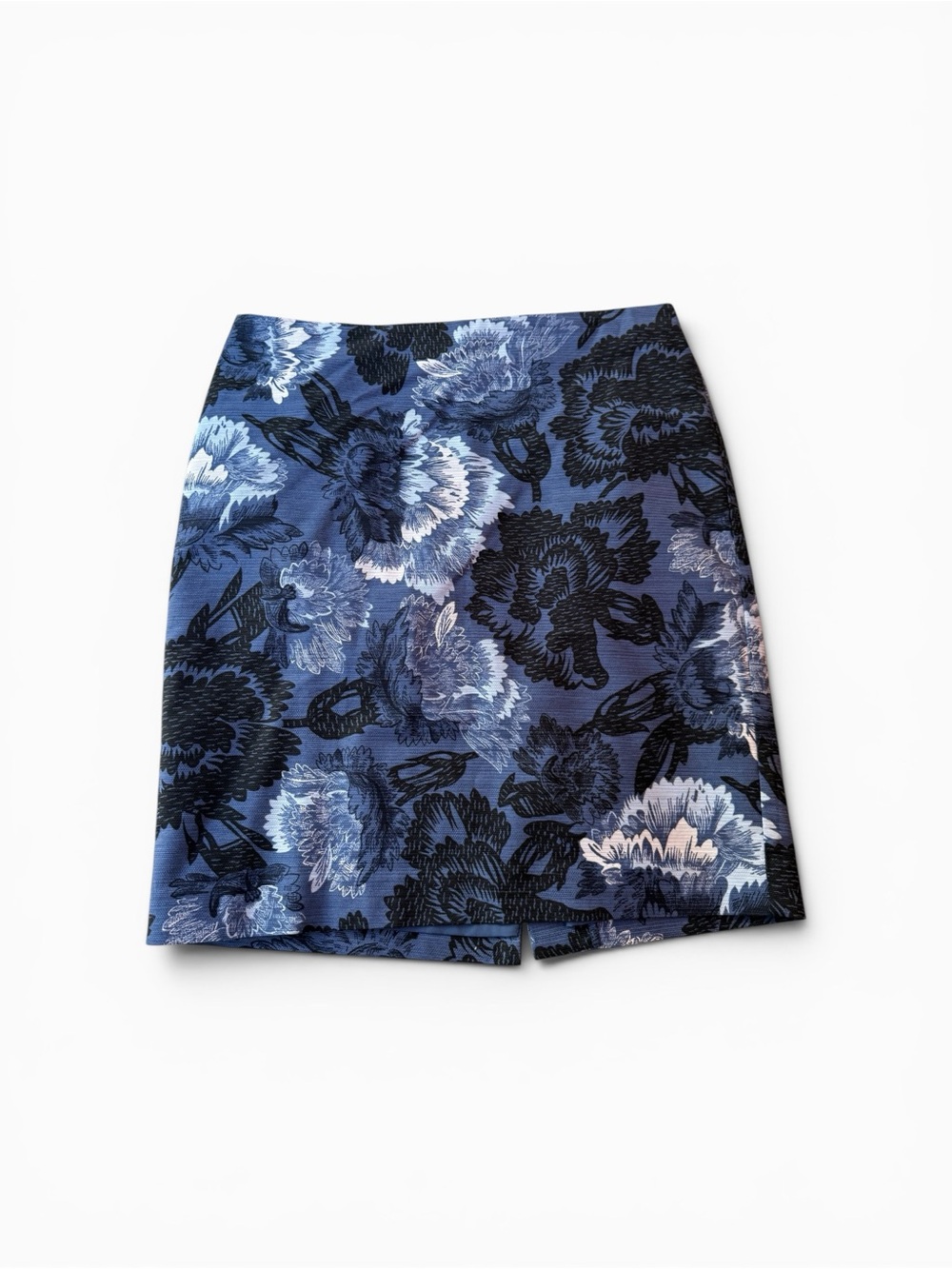 Ann Taylor Blue Floral Pencil Skirt